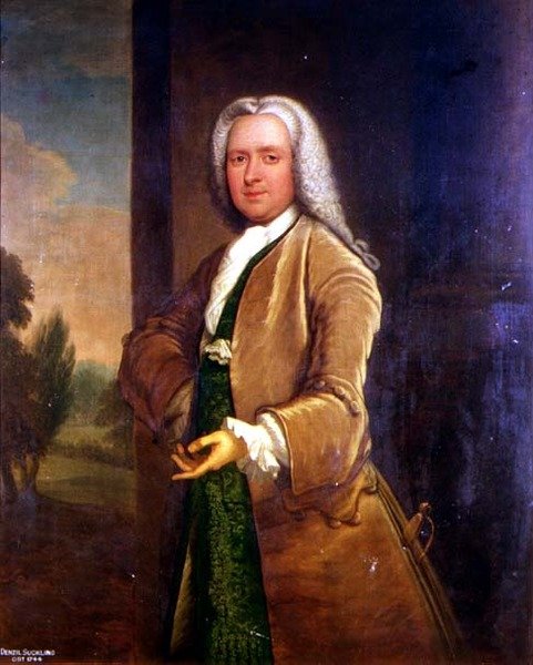 Portrét Denzila Sucklinga († 1744) (olej) od Thomas Bardwell