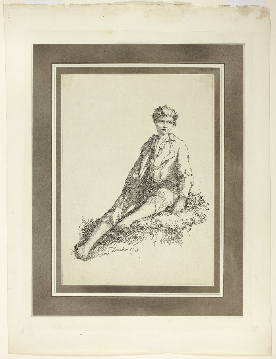 Mladý chlapec sedící, z prvního čísla Vzorků polyautografie od Thomas Barker