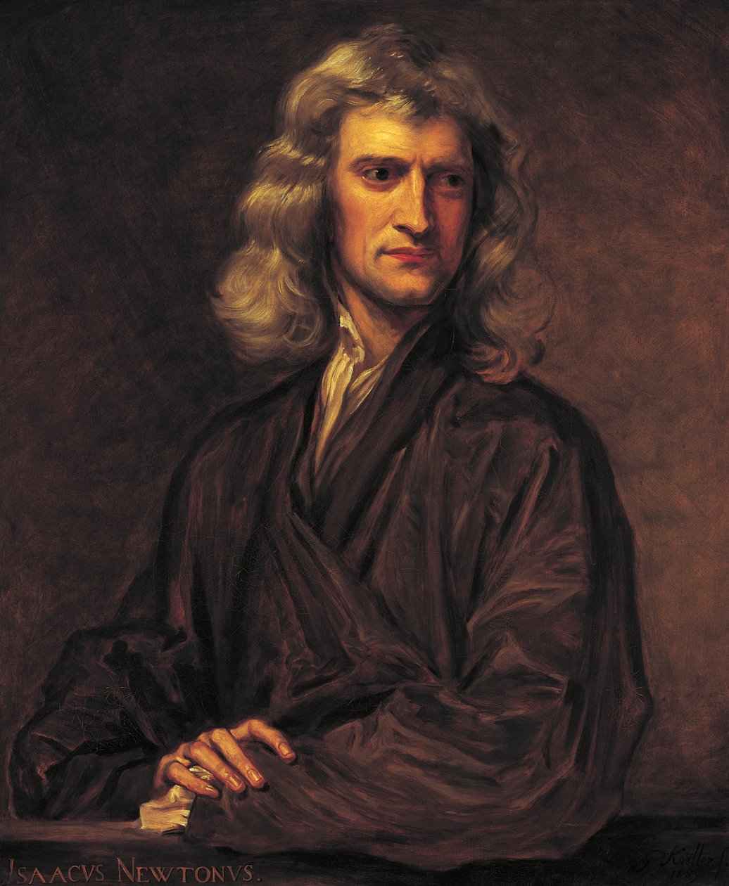 Portrét Isaaca Newtona, podle originálu sira Godfreye Knellera z roku 1689 od Thomas Barlow