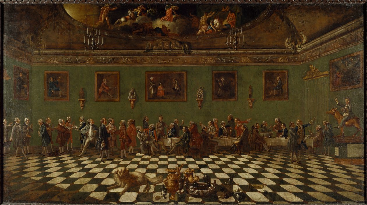 The English Club House ve Florencii (olej na plátně) od Thomas and Batoni Pompeo Girolamo Patch