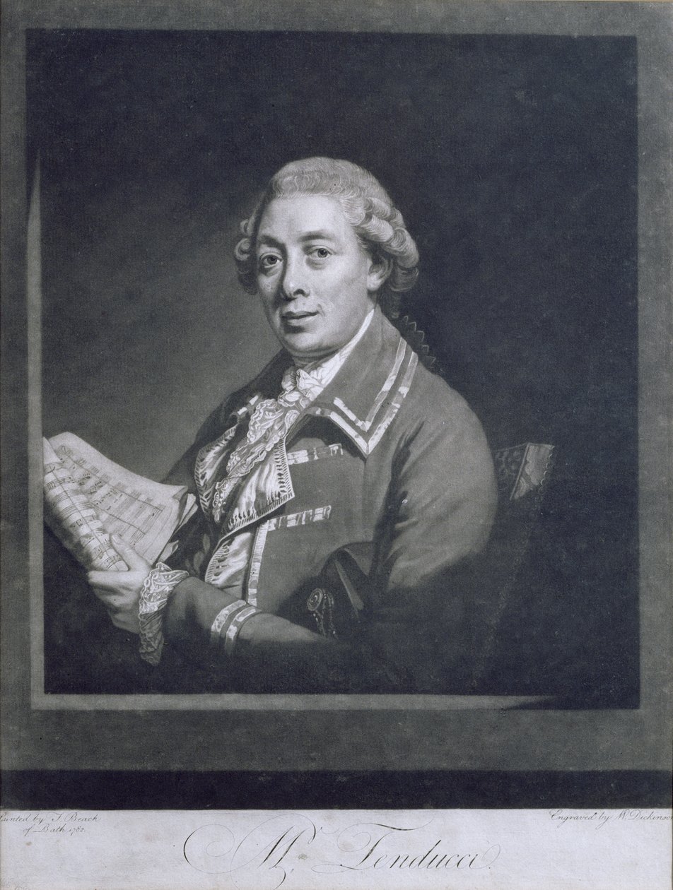 Portrét Giusto Ferdinando Tenducci (asi 1735-90), italský kastrát, vyryl William Dickinson (1746-1823), 1782 od Thomas Beach