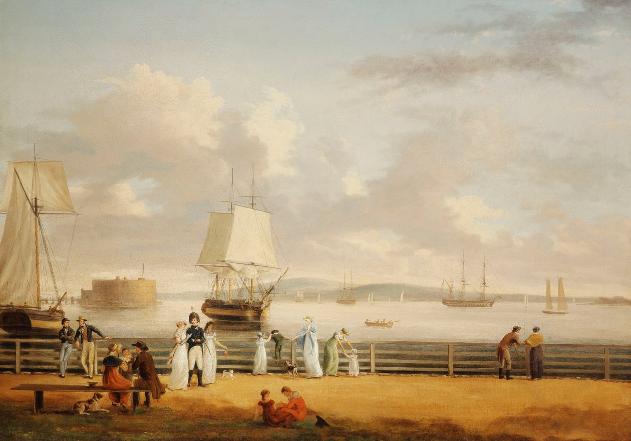 The Battery and Harbour, New York, c.1811-1812 od Thomas Birch