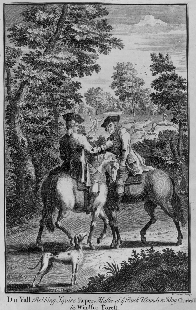 Claude Duval loupe ve Windsorském lese panoše Ropera, mistra Buckhoundů krále Karla II. od Thomas Bowles