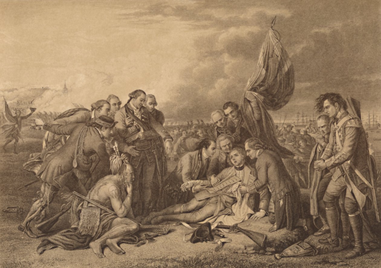 Smrt generála Wolfa na výšinách Abrahama, Quebec, 13. září 1759, 1886 od Thomas Brown