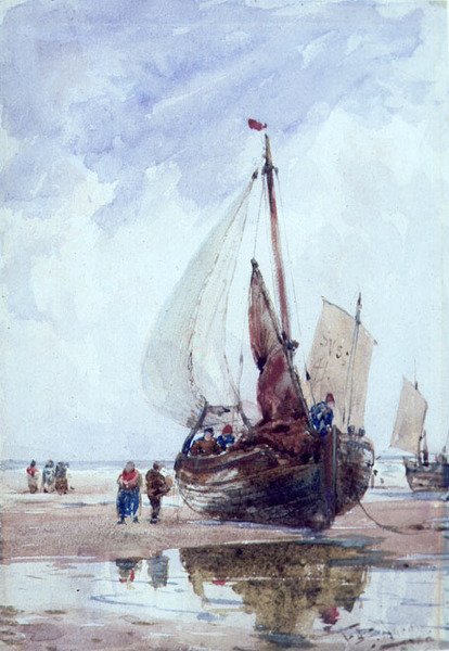 A Beached Fishing Smack (akvarel) od Thomas Bush Hardy