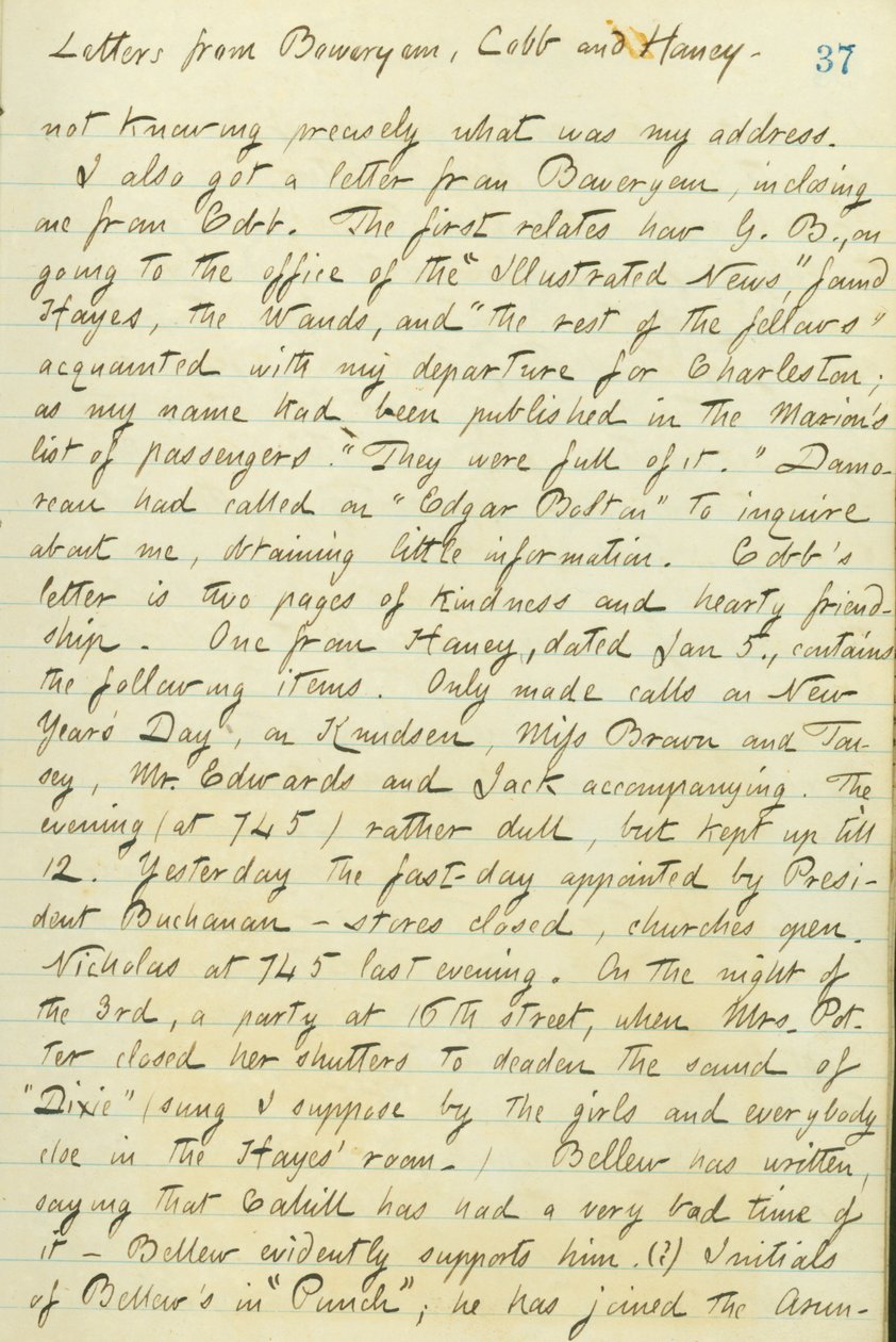 Thomas Butler Gunn Diaries- svazek 15, strana 44, 6. ledna 1861 od Thomas Butler Gunn