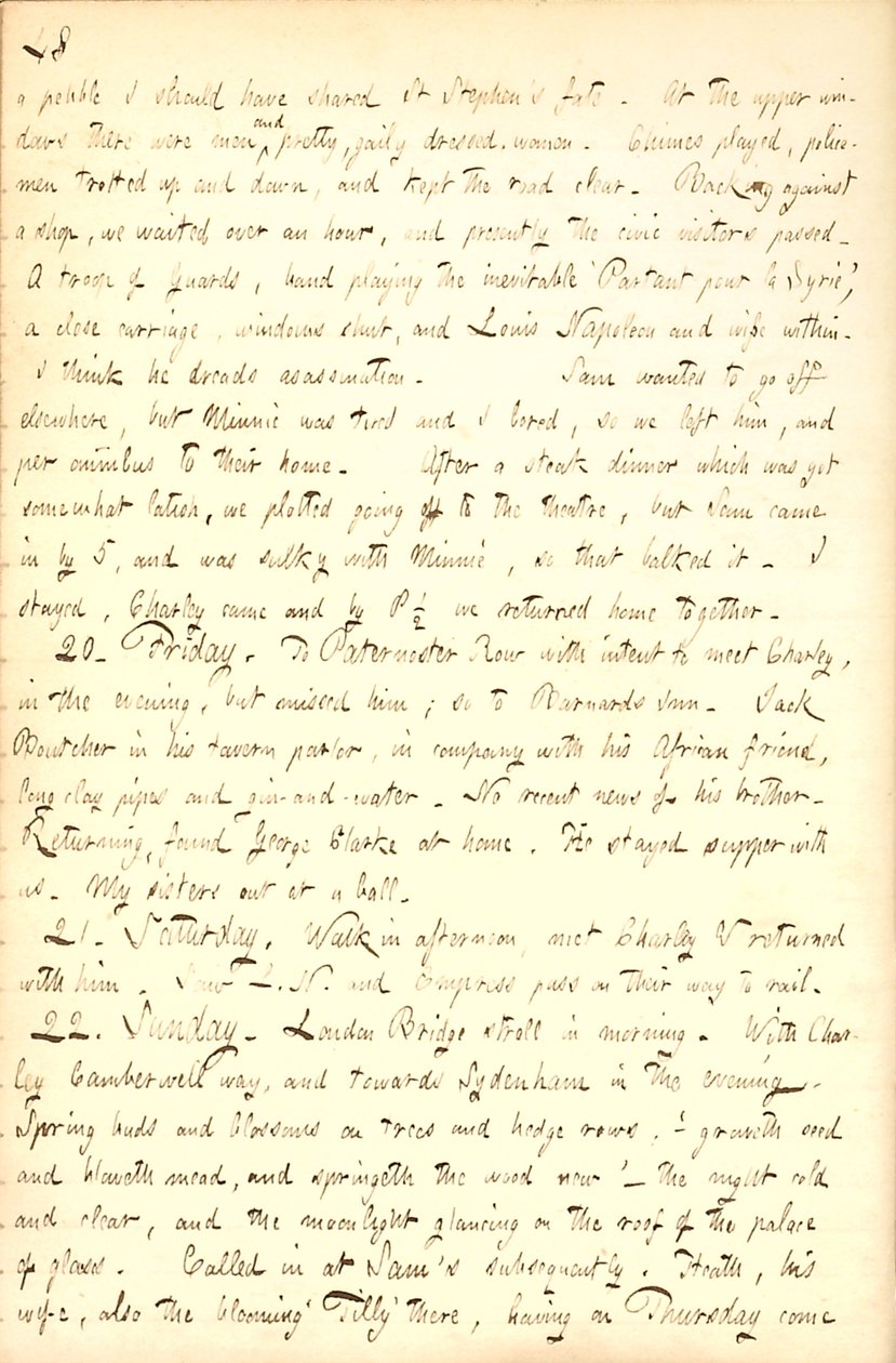 Thomas Butler Gunn Diaries- svazek 7, strana 54, 19. – 22. Dubna 1855 od Thomas Butler Gunn