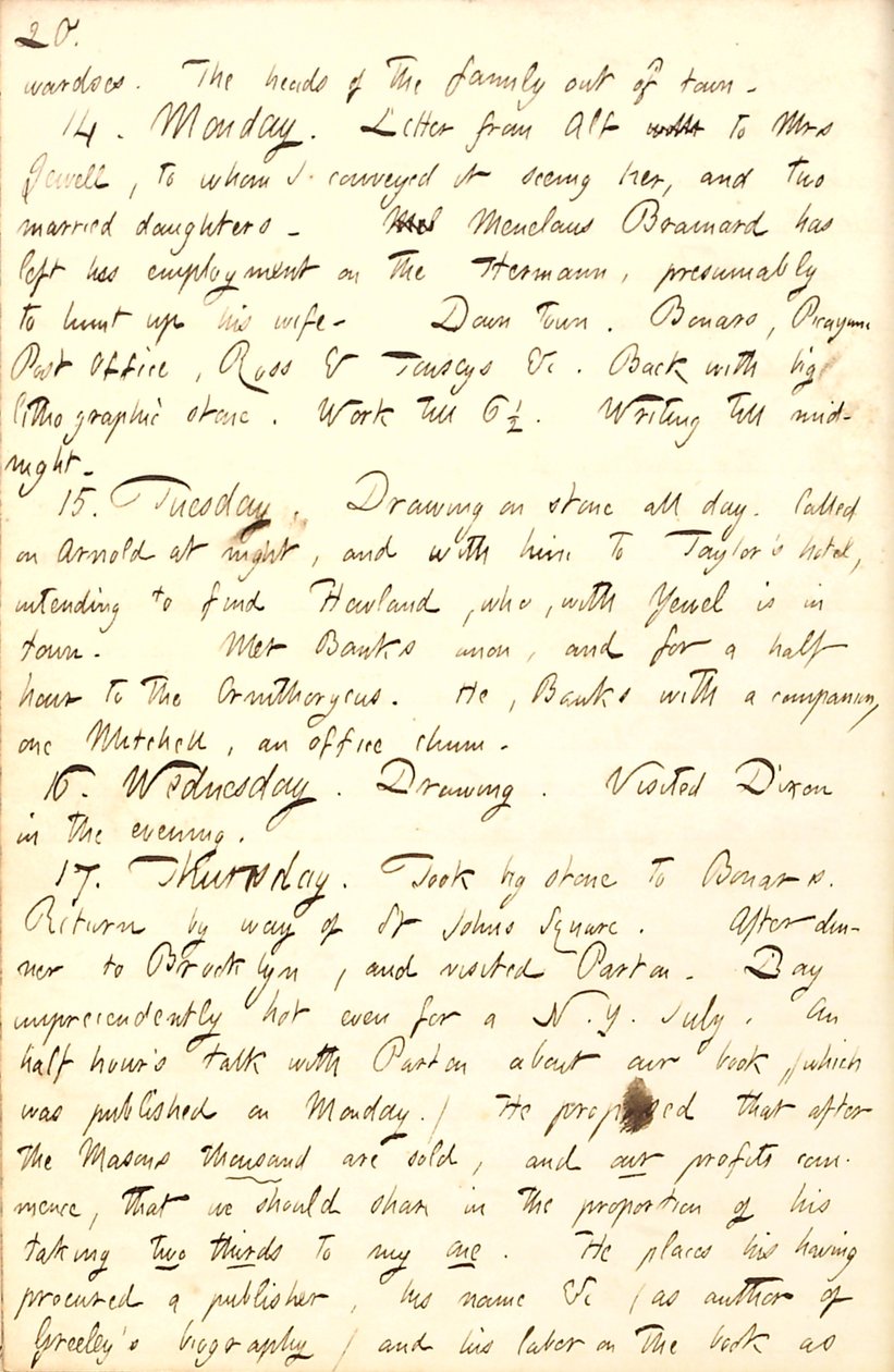 Thomas Butler Gunn Diaries- svazek 8, strana 27, 13. – 17. Července 1856 od Thomas Butler Gunn