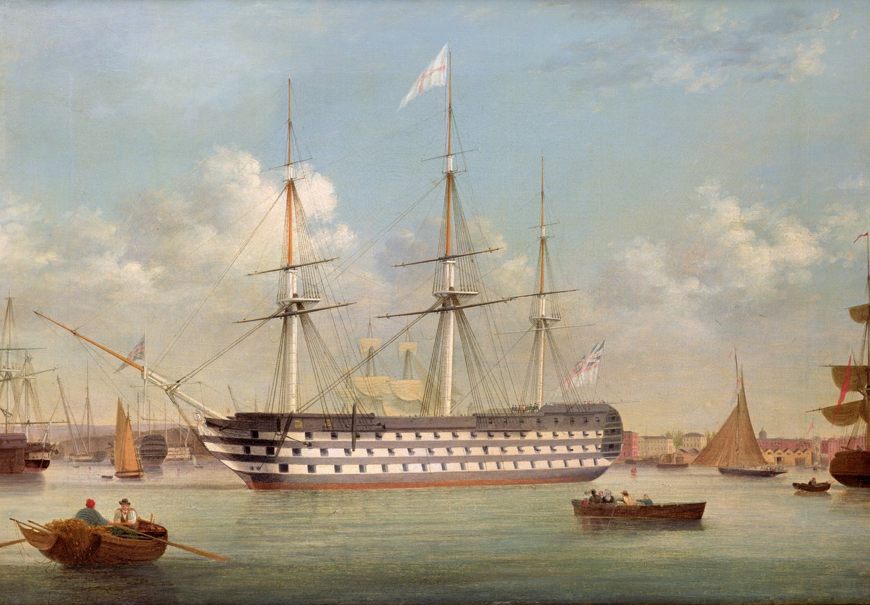 H.M.S. Britannia leží u Plymouthu od Thomas Buttersworth