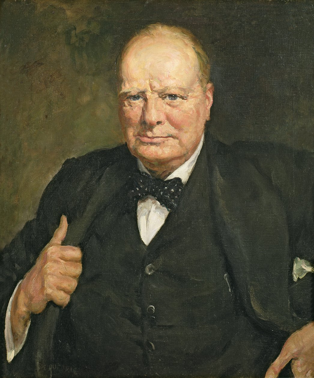 Portrét sira Winstona Churchilla (1874-1965) (olej na plátně) od Thomas Cantrell Dugdale