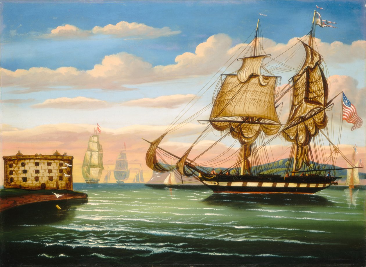 Bay of New York, Západ slunce, polovina 19. století. od Thomas Chambers