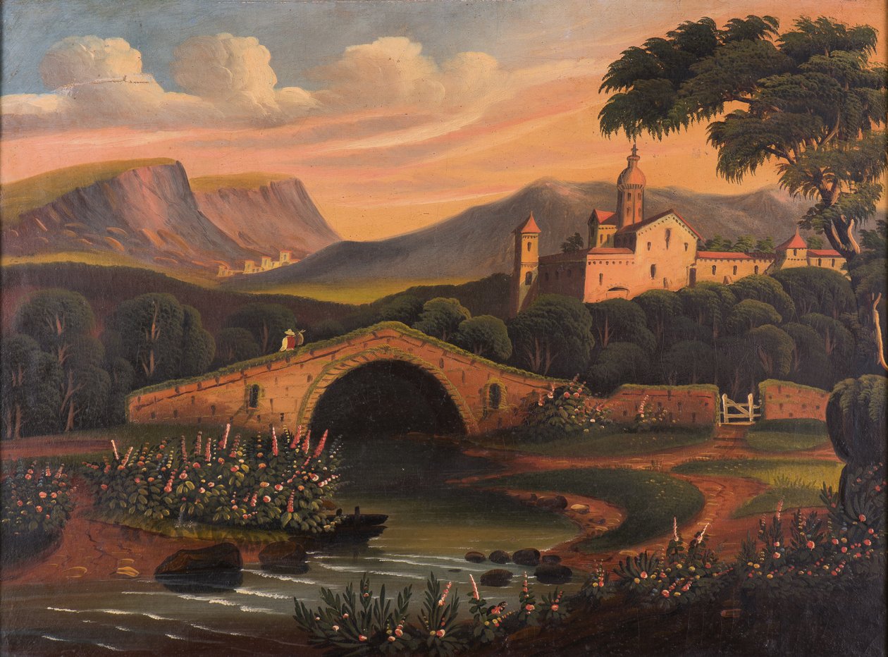 Italská scéna s mostem, 1840-1860 od Thomas Chambers