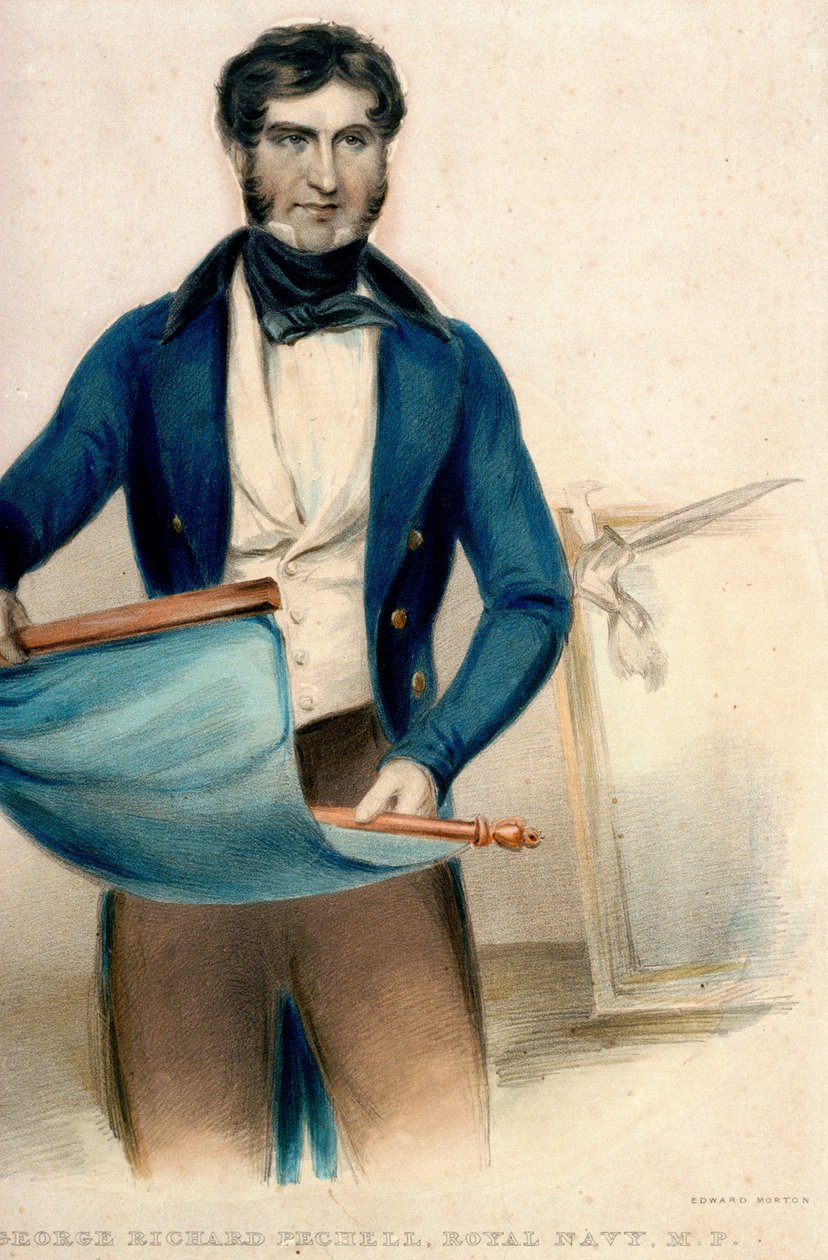Kapitán George Richard Pechell, královské námořnictvo, M.P. (kolorovaná litografie) od Thomas Charles (after) Wageman