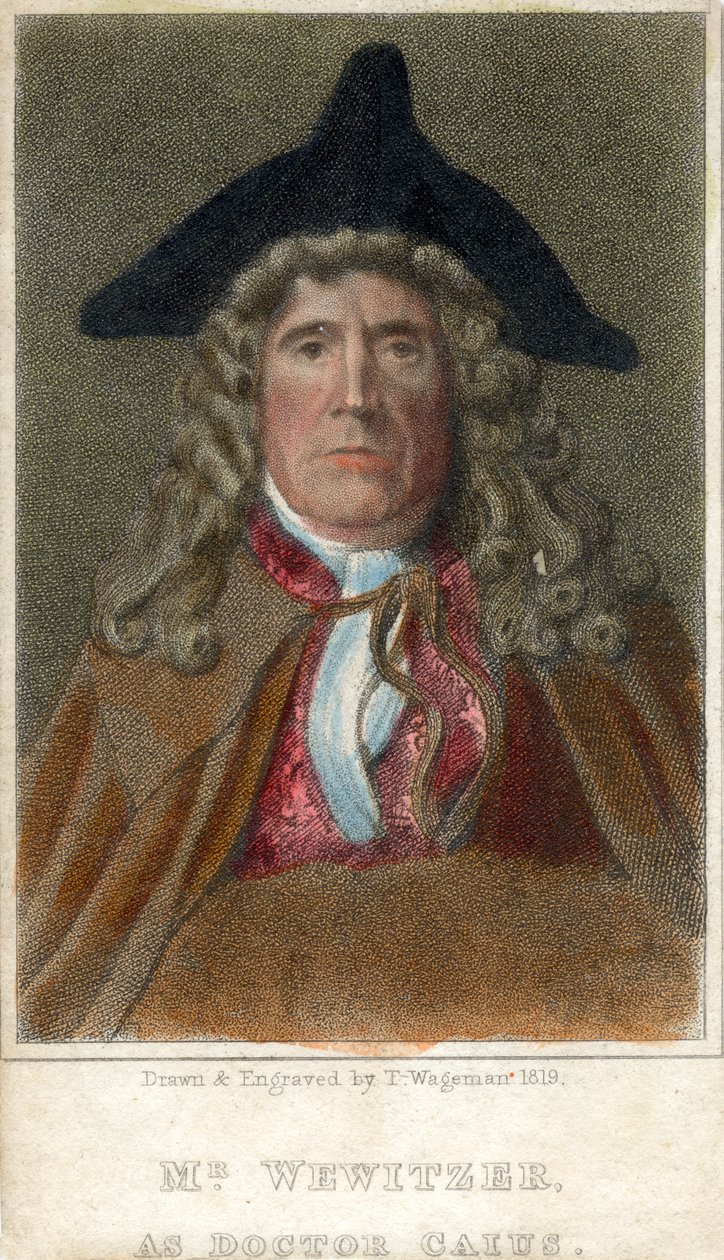 Pan Wewitzer jako doktor Caius, 1819. od Thomas Charles Wageman