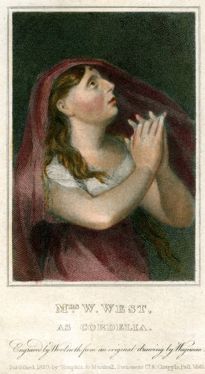 Paní W West jako Cordelia, 1820. od Thomas Charles Wageman