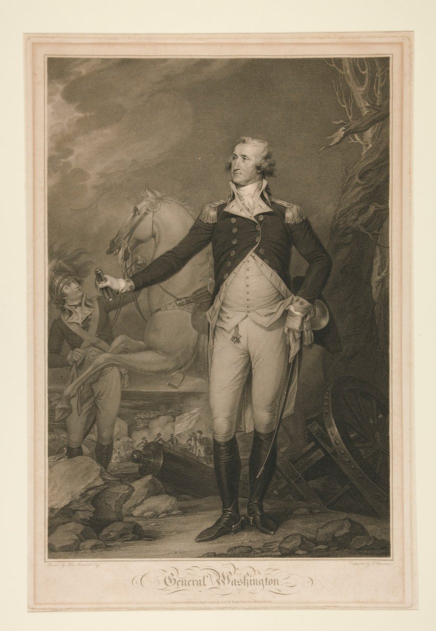 George Washington v bitvě u Trentonu (1792) od Thomas Cheesman