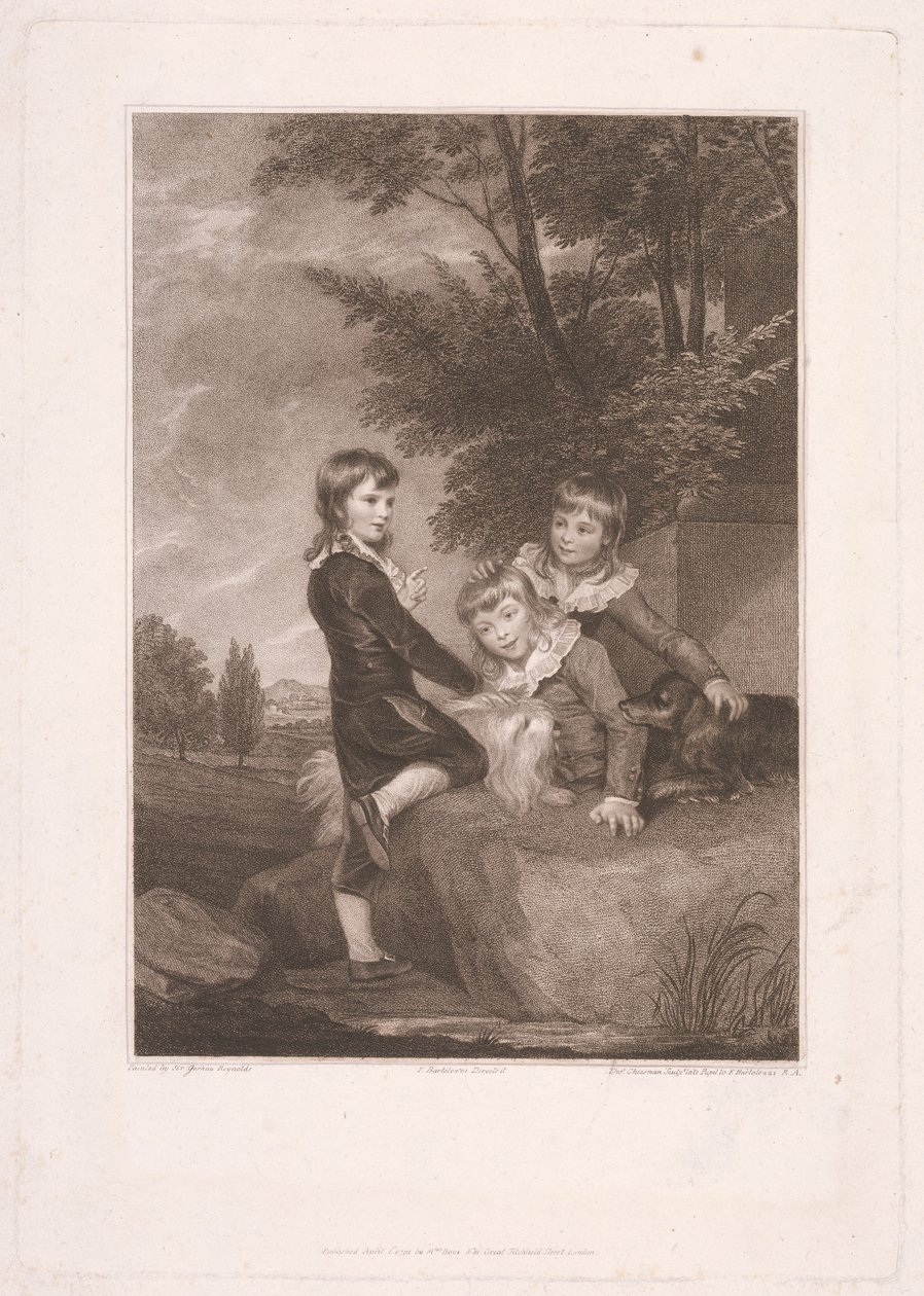 Thomas Philip třetí lord Grantham, poté Earl De Grey se svými bratry Frederickem Johnem a Philipem od Thomas Cheesman