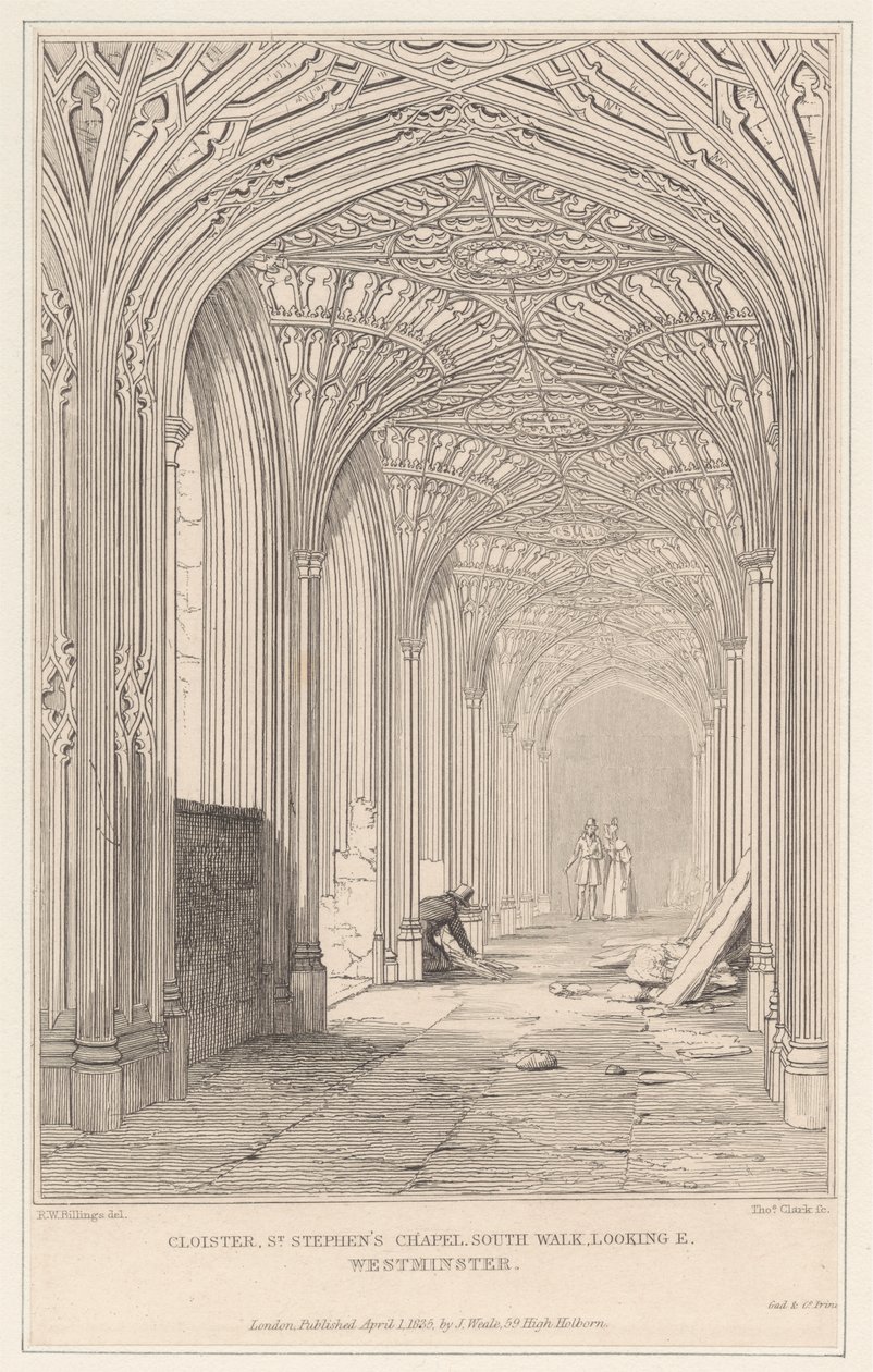 Klášter, kaple sv. Štěpána, South Walk, vypadající E. Westminster od Thomas Clark