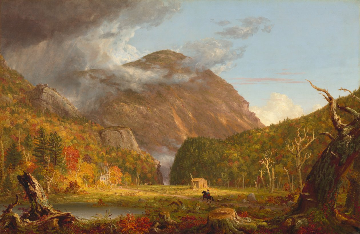 Pohled na horský průsmyk zvaný Zářez Bílých hor (Crawford Notch) od Thomas Cole