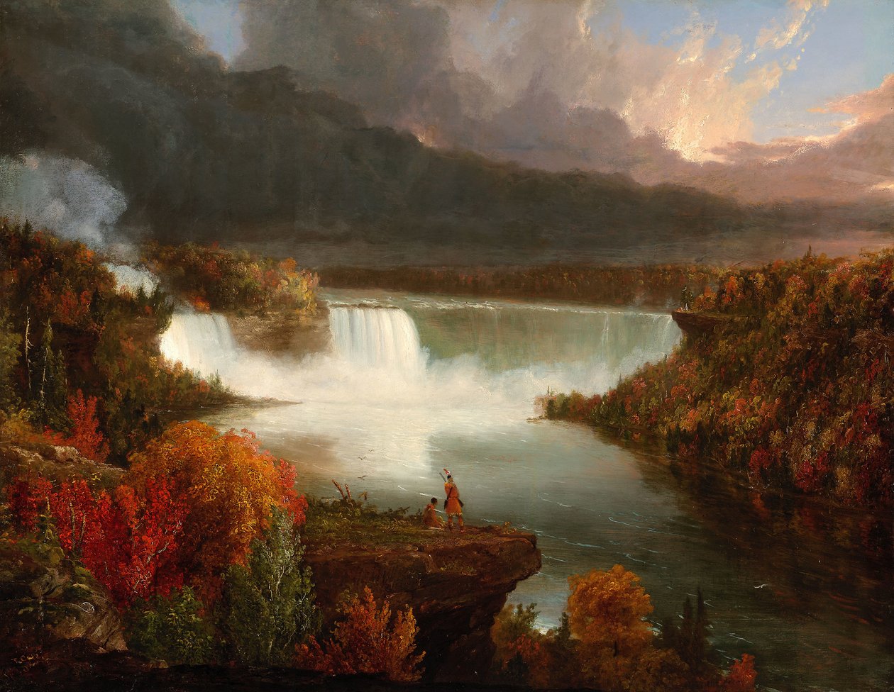 Pohled na Niagarské vodopády z dálky od Thomas Cole