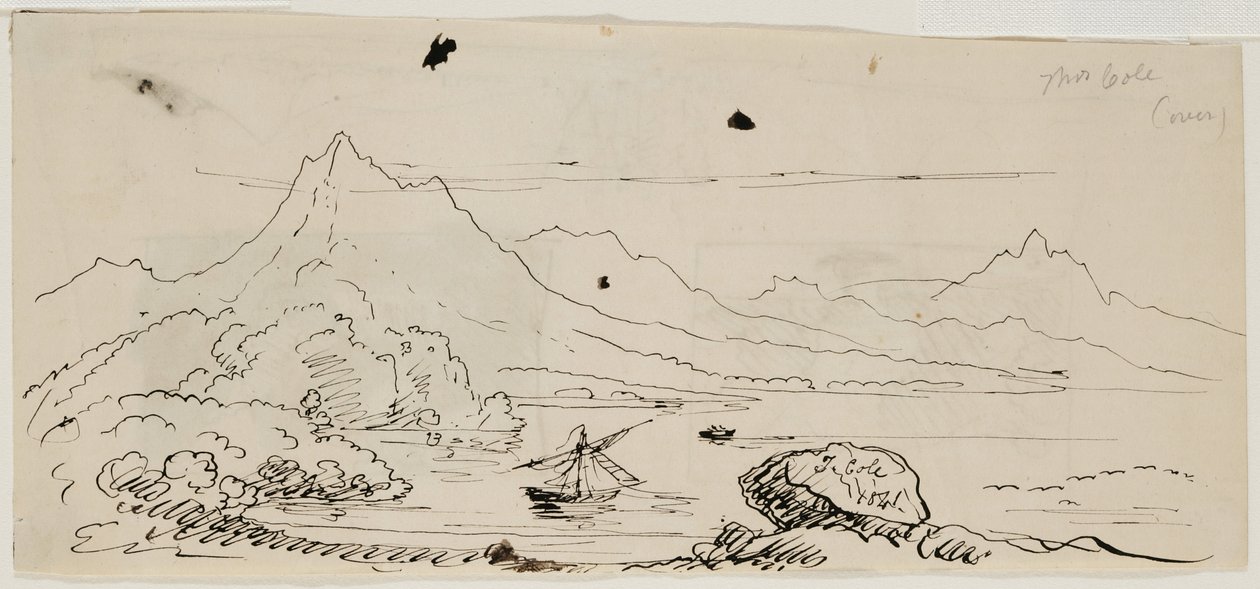Landscape Sketch, 1841 (pero a černý inkoust na krémově tkaném papíře) od Thomas Cole