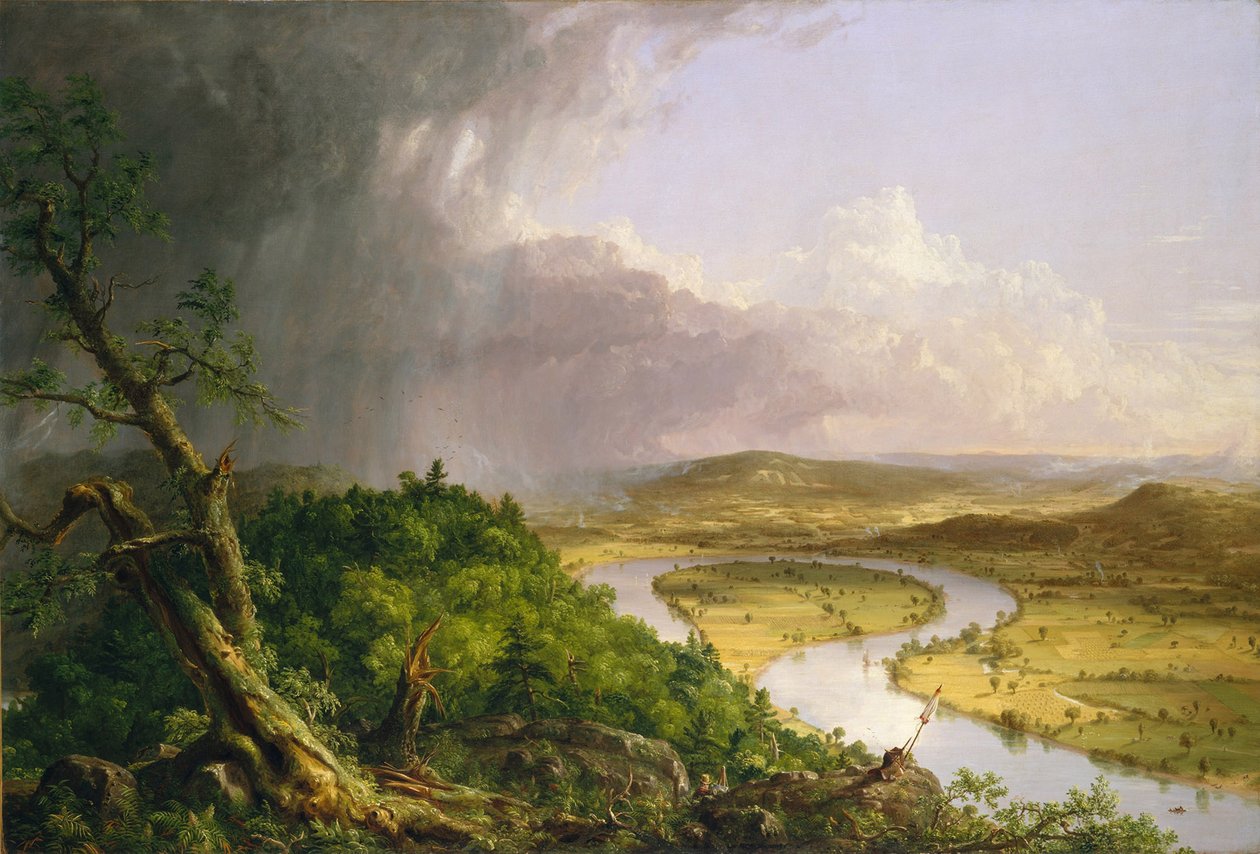 Pohled z Mount Holyoke, Northampton, Massachusetts, po bouřce – Oxbow od Thomas Cole