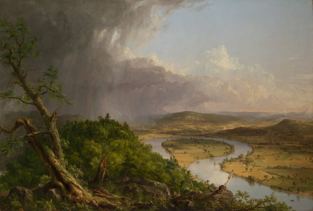 Pohled z Mount Holyoke, Northampton, Massachusetts, po bouřce - Oxbow, 1836. od Thomas Cole