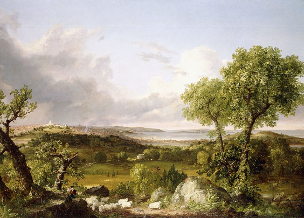 Pohled na Boston, od Thomas Cole