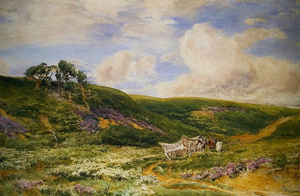 Krajina s vozíkem (akvarel na papíře) od Thomas Collier
