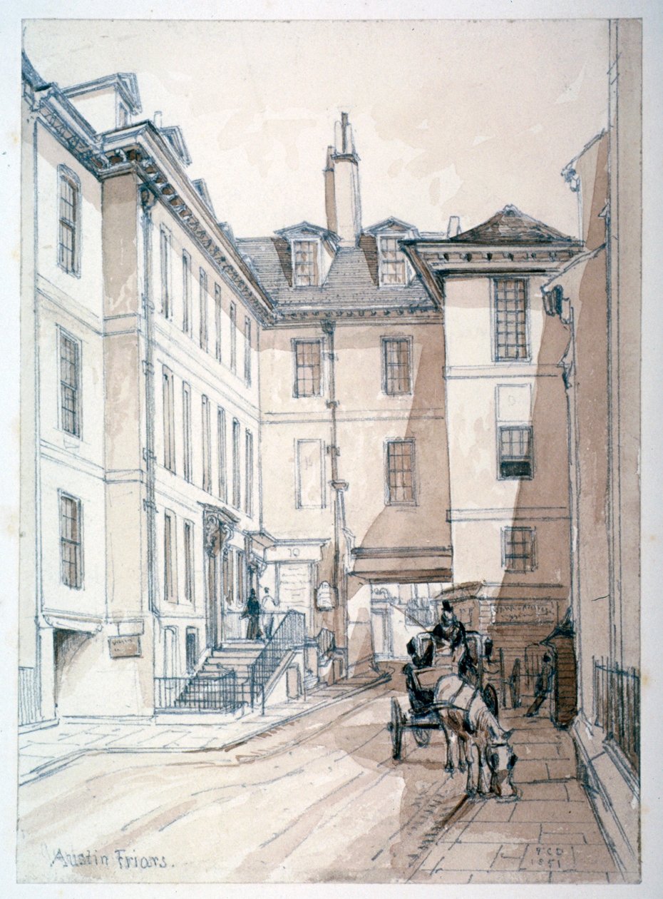 Austin Friars Street, City of London, 1851. od Thomas Colman Dibdin