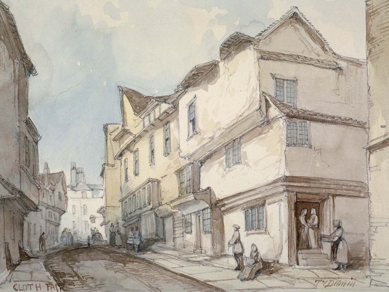 Cloth Fair, Smithfield, City of London, 1850 od Thomas Colman Dibdin