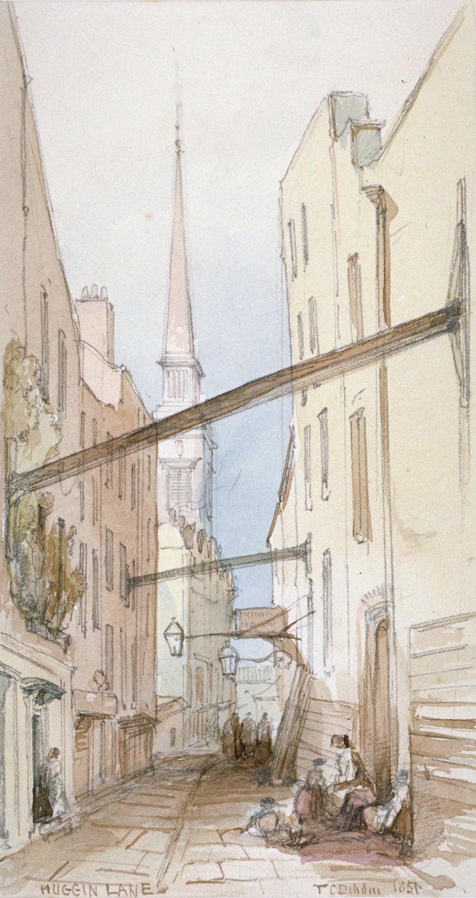 Huggin Lane, City of London, 1851 od Thomas Colman Dibdin