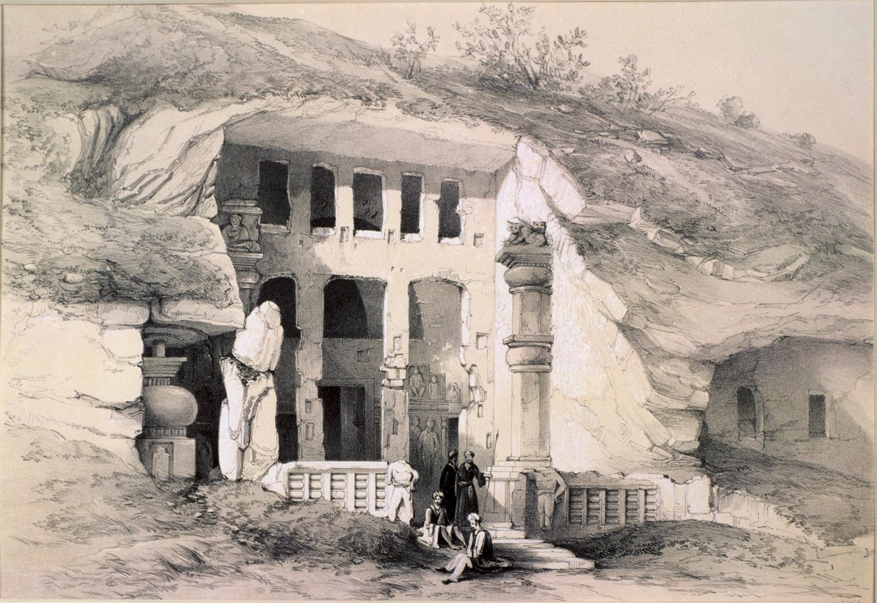 Kannari, Exteriér Velké jeskyně Chaitya, 1845 od Thomas Colman Dibdin