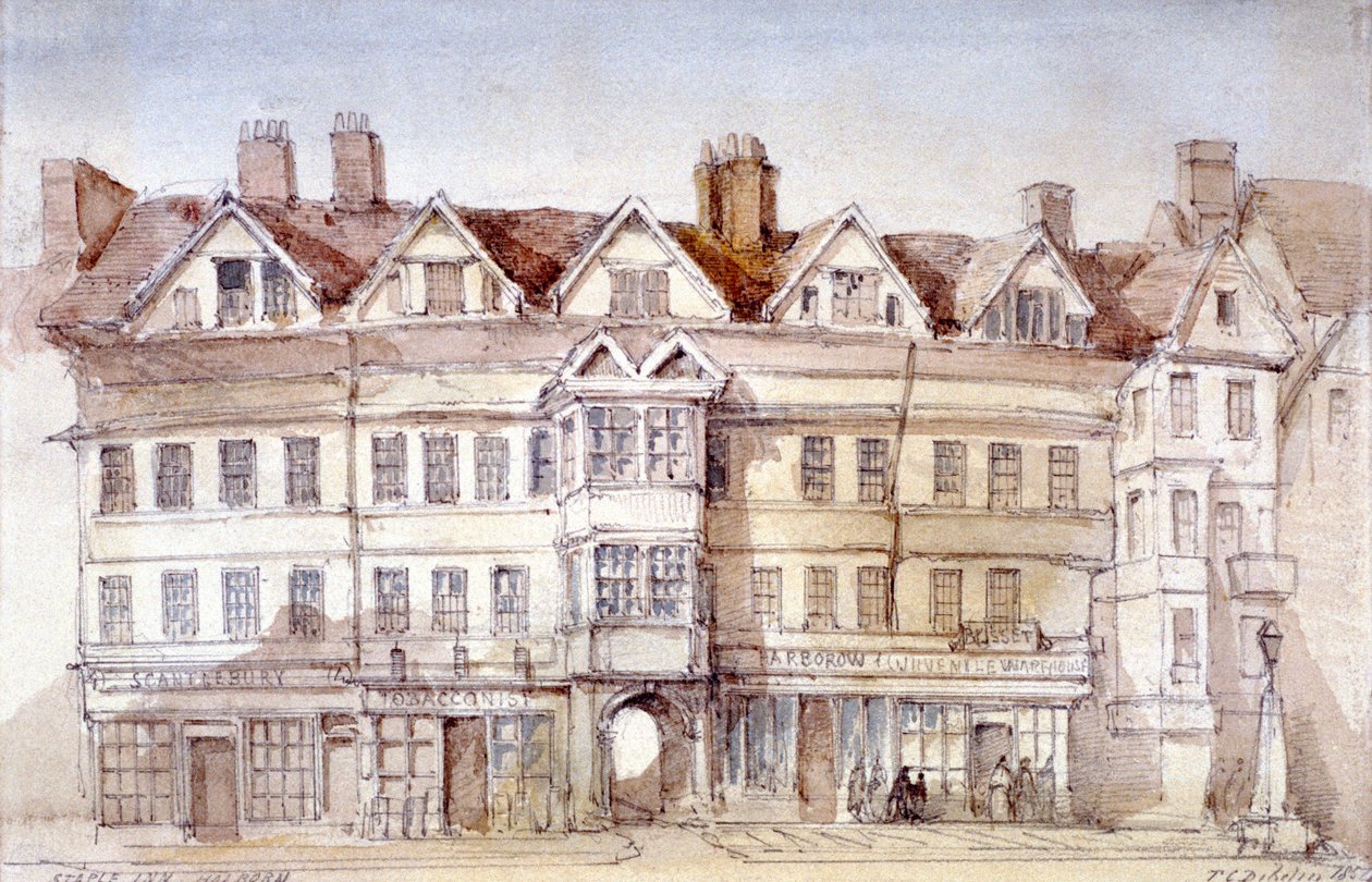 Staple Inn, Holborn, Londýn, 1854 od Thomas Colman Dibdin