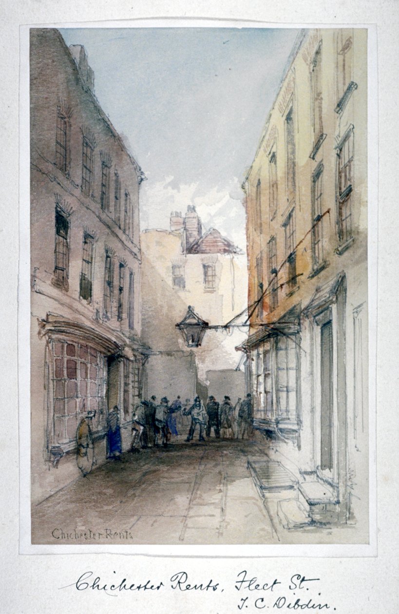 Pohled v Chichester Rents, Fleet Street, City of London, c1850. od Thomas Colman Dibdin