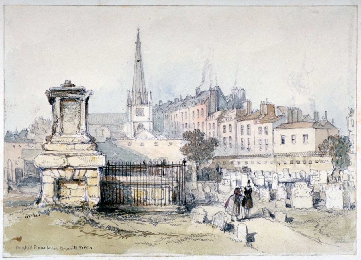 Pohled na Bunhill Row z Bunhill Fields, Finsbury, Islington, Londýn, c1860. od Thomas Colman Dibdin