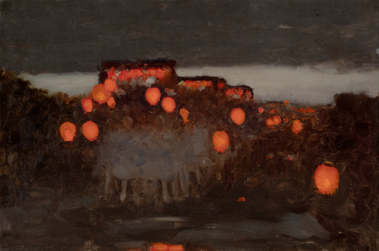 Lampionový průvod (olej na plátně) od Thomas Cooper Gotch