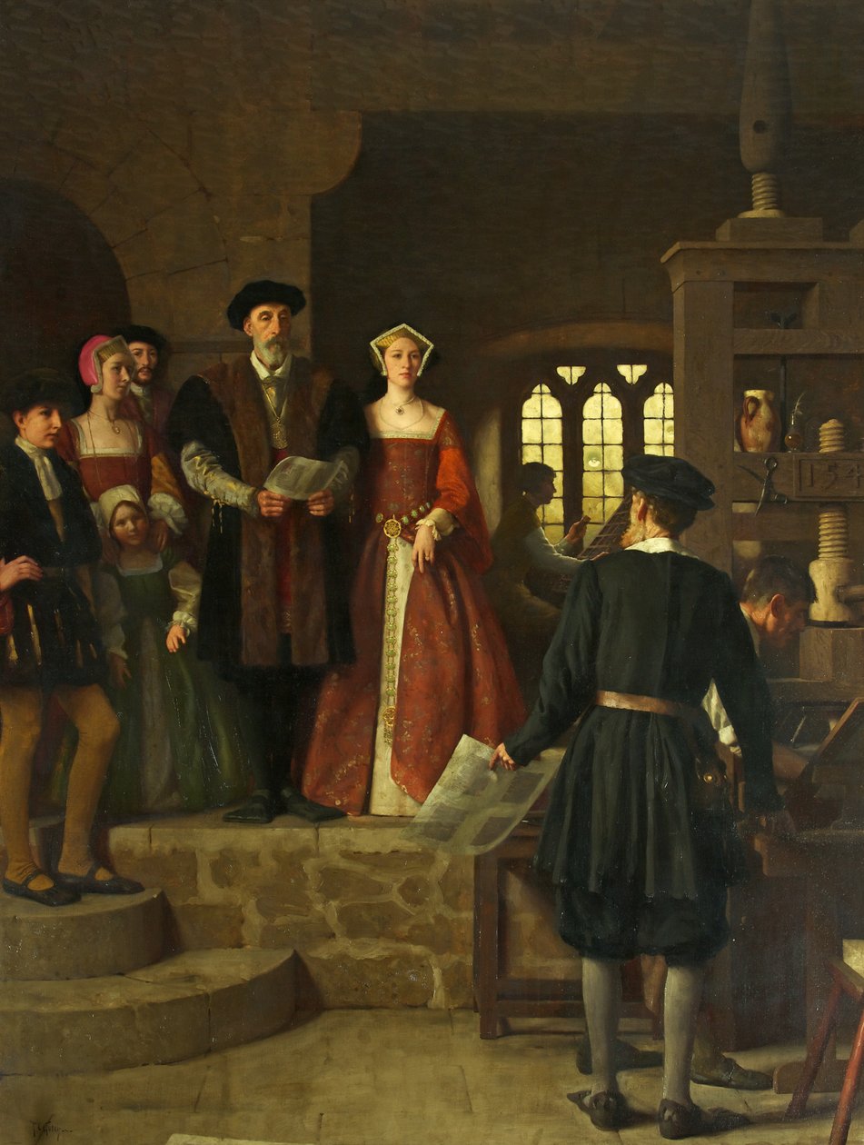 Zřízení prvního tiskového lisu v Bristolu od Thomas Cooper Gotch