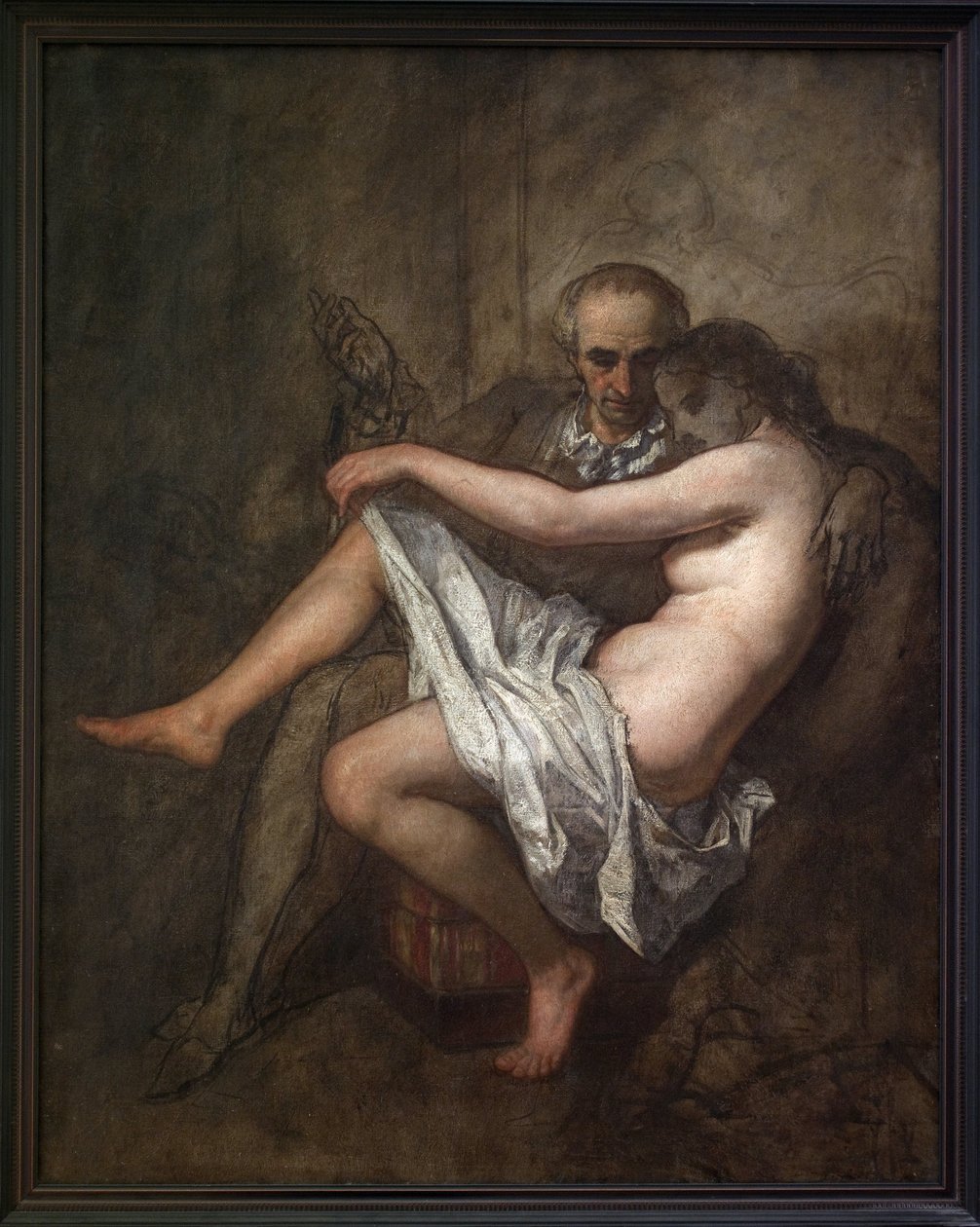 Baudelaire a prezident Sabatier. Intimní a nedokončený obraz zachycující básníka Charlese Baudelaira (1821-1867) a jeho milenku múzy Apollonie Aglae Sabatier (1822-1889), známou jako prezidentku, která v Paříži 19. století hostila světský salon. Th od Thomas Couture