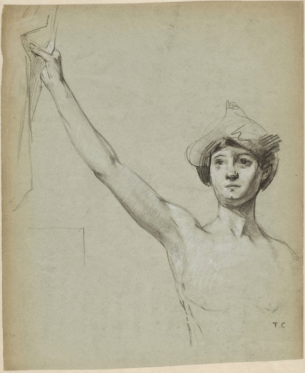 Nahá postava u drapérie, studie modelu od Thomas Couture