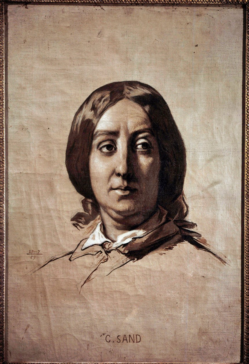 Portrét Georgese Sanda (1804-1876) (Aurore Dupin, Baronne Dudevant) Francouzský spisovatel Kresba Thomase Couturea (1815-1879) 1859 Sun. 0,61x0,4 m Versailles, zámecké muzeum od Thomas Couture