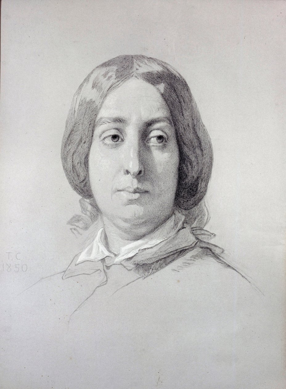 Portrét ženy z dopisů George Sand (1804-1876) Aurore Dupin, Baronne Dudevant Kresba Thomas Couture (1815-1879) 1844 Paříž, Muzeum romantického života od Thomas Couture