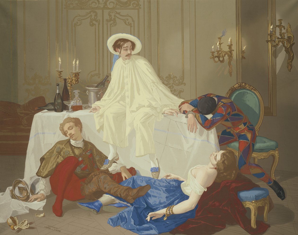 Večeře po maškarním plese, c.1855 od Thomas Couture