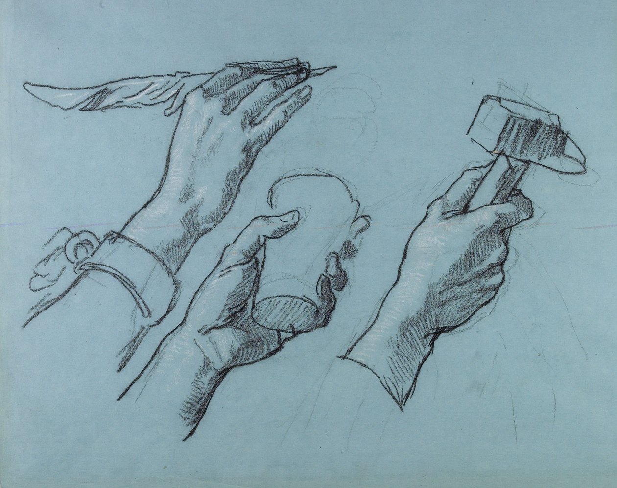 Tři studie rukou, c. 1876 od Thomas Couture