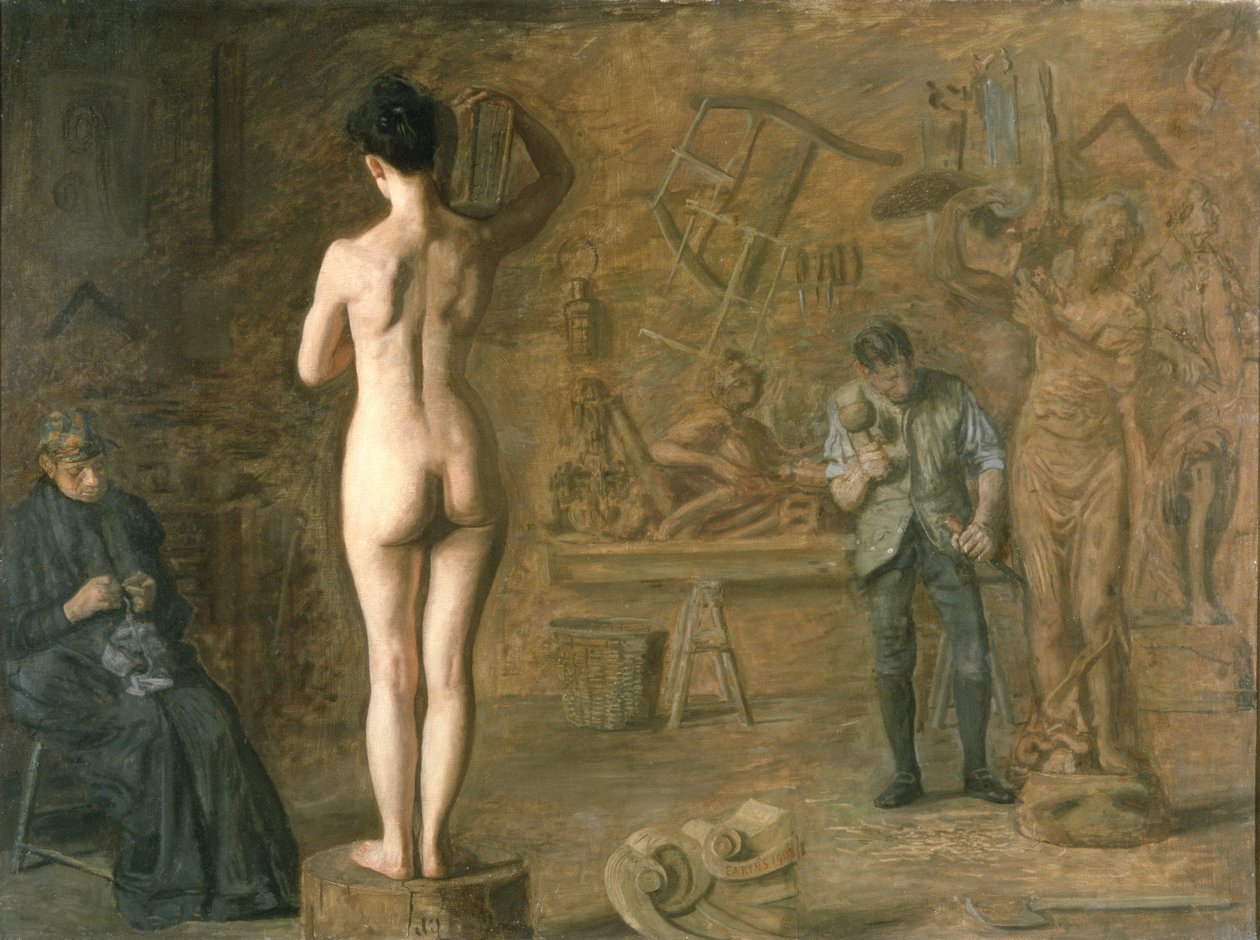 William Rush (1756-1833) vyřezával svou alegorickou postavu řeky Schuylkill od Thomas Cowperthwait Eakins