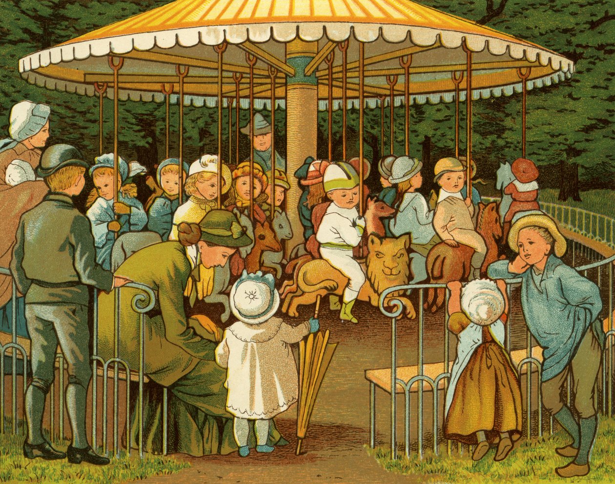 Merry go round nebo kolotoč v Paříži, Champs Elysees od Thomas Crane