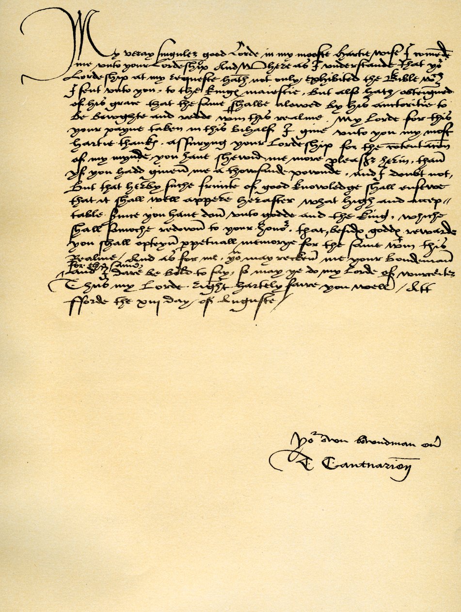 Dopis Thomase Cranmera Thomasu Cromwellovi, Fordovi, 13. srpna 1537 od Thomas Cranmer