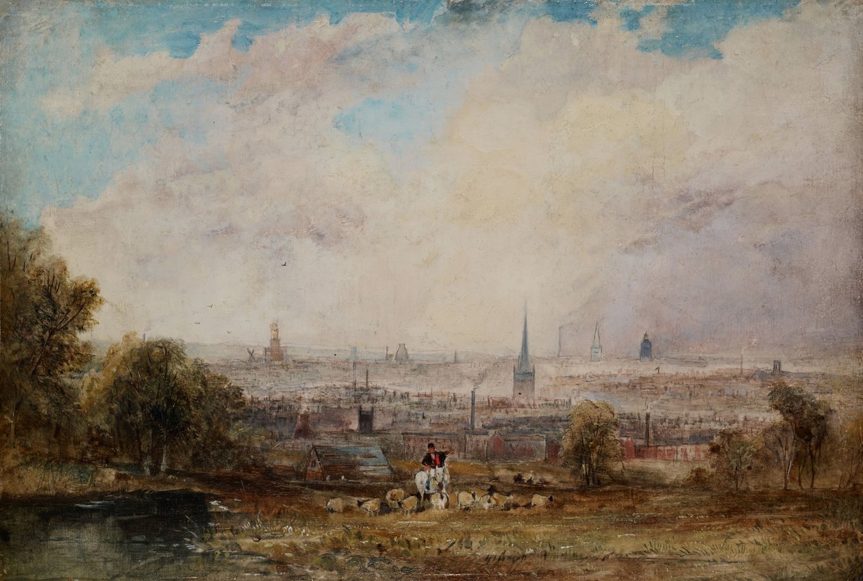 Pohled do dálky na Birmingham, 1825-1830. od Thomas Creswick