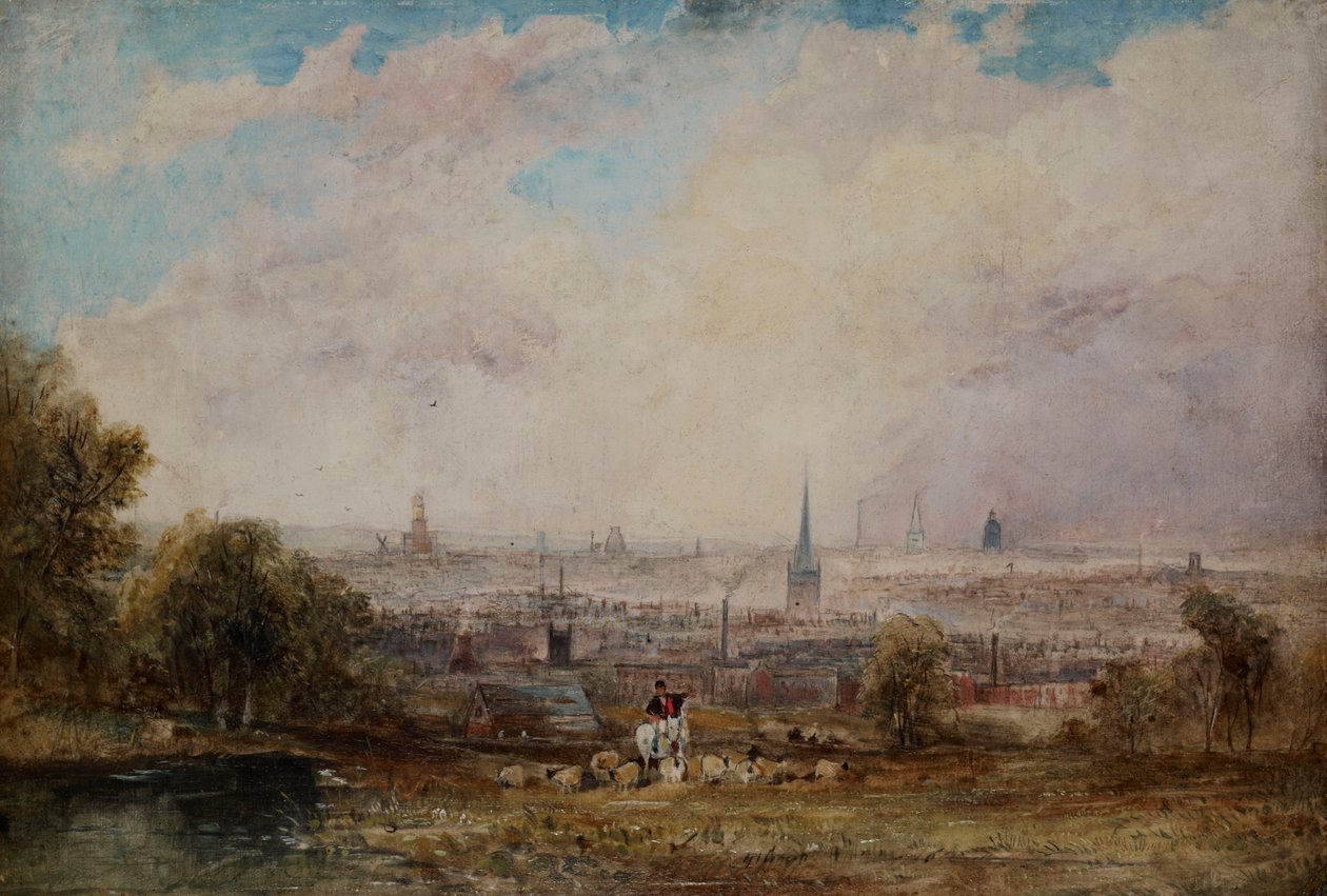 Pohled do dálky na Birmingham, 1825-1830 od Thomas Creswick
