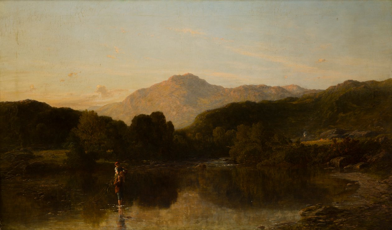 A Mountainous Riverscape, cca 1838-86 (olej na plátně) od Thomas Danby